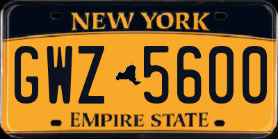 NY license plate GWZ5600