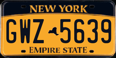 NY license plate GWZ5639