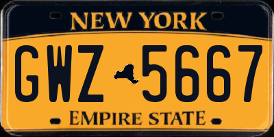 NY license plate GWZ5667