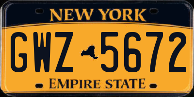 NY license plate GWZ5672