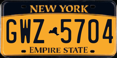 NY license plate GWZ5704