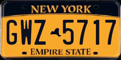 NY license plate GWZ5717
