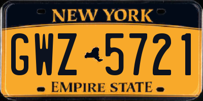 NY license plate GWZ5721