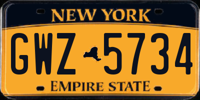 NY license plate GWZ5734