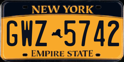 NY license plate GWZ5742