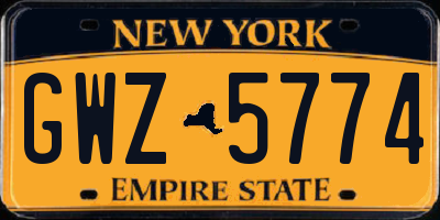 NY license plate GWZ5774