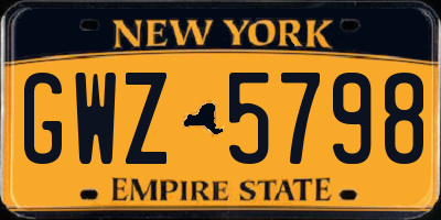 NY license plate GWZ5798