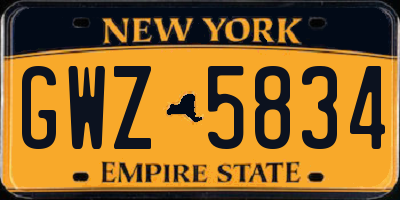 NY license plate GWZ5834
