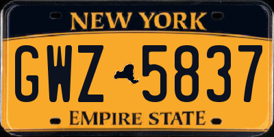 NY license plate GWZ5837