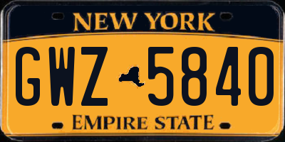 NY license plate GWZ5840