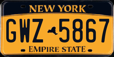 NY license plate GWZ5867