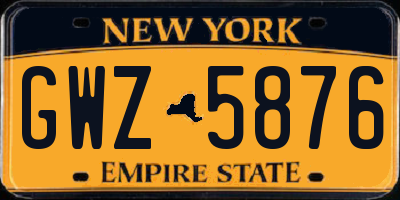 NY license plate GWZ5876