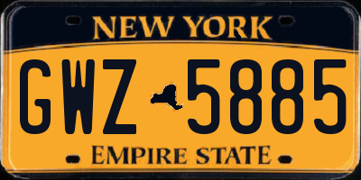 NY license plate GWZ5885