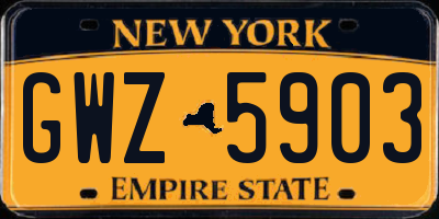 NY license plate GWZ5903