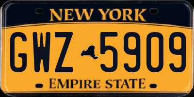 NY license plate GWZ5909