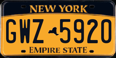 NY license plate GWZ5920