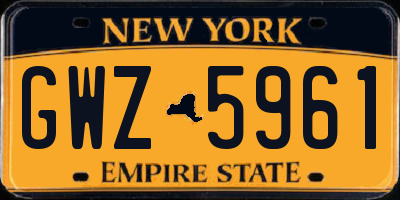NY license plate GWZ5961