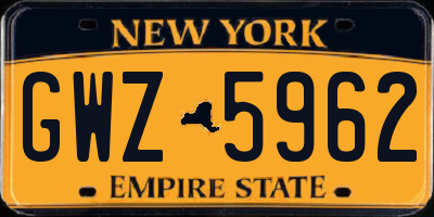 NY license plate GWZ5962