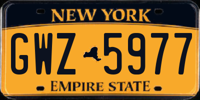NY license plate GWZ5977
