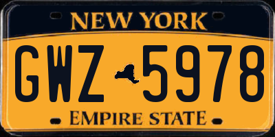 NY license plate GWZ5978