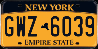 NY license plate GWZ6039