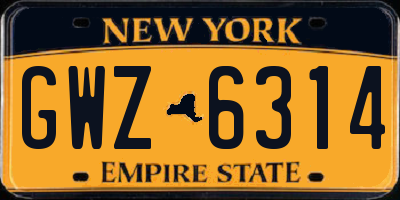 NY license plate GWZ6314
