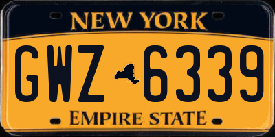 NY license plate GWZ6339