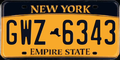NY license plate GWZ6343