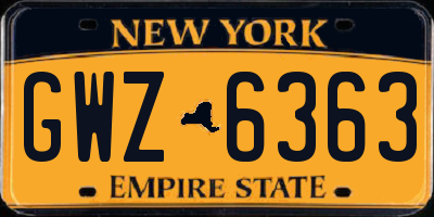 NY license plate GWZ6363
