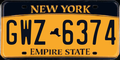 NY license plate GWZ6374