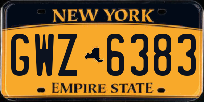 NY license plate GWZ6383