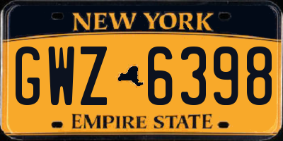 NY license plate GWZ6398