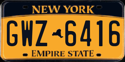 NY license plate GWZ6416