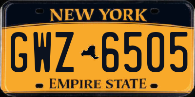 NY license plate GWZ6505