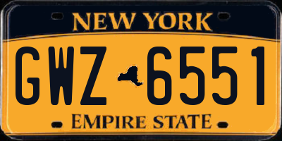 NY license plate GWZ6551