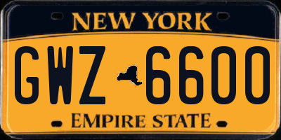 NY license plate GWZ6600