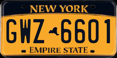 NY license plate GWZ6601