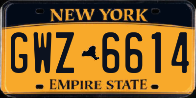 NY license plate GWZ6614