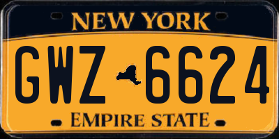 NY license plate GWZ6624
