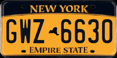 NY license plate GWZ6630