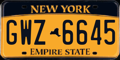 NY license plate GWZ6645