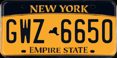 NY license plate GWZ6650
