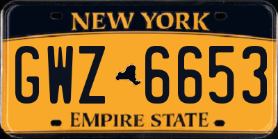 NY license plate GWZ6653