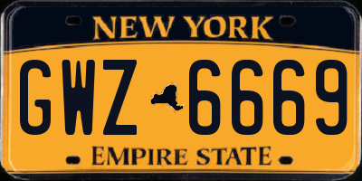 NY license plate GWZ6669