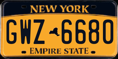 NY license plate GWZ6680