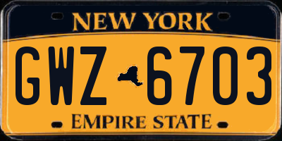 NY license plate GWZ6703