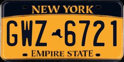 NY license plate GWZ6721
