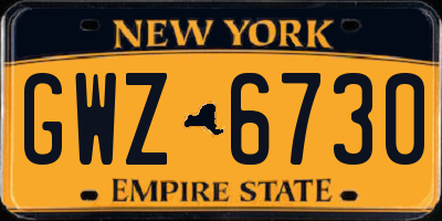 NY license plate GWZ6730