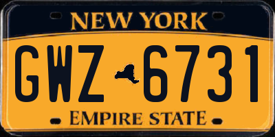 NY license plate GWZ6731