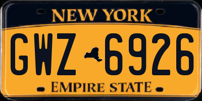 NY license plate GWZ6926